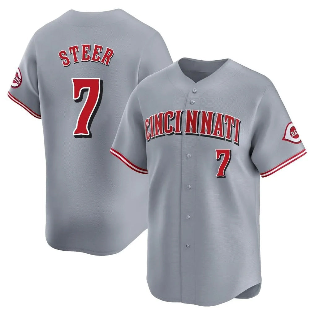 BIPIHUC C.Reds #7 Spencer Steer Player Gray Home Limited Stitched Jerseys