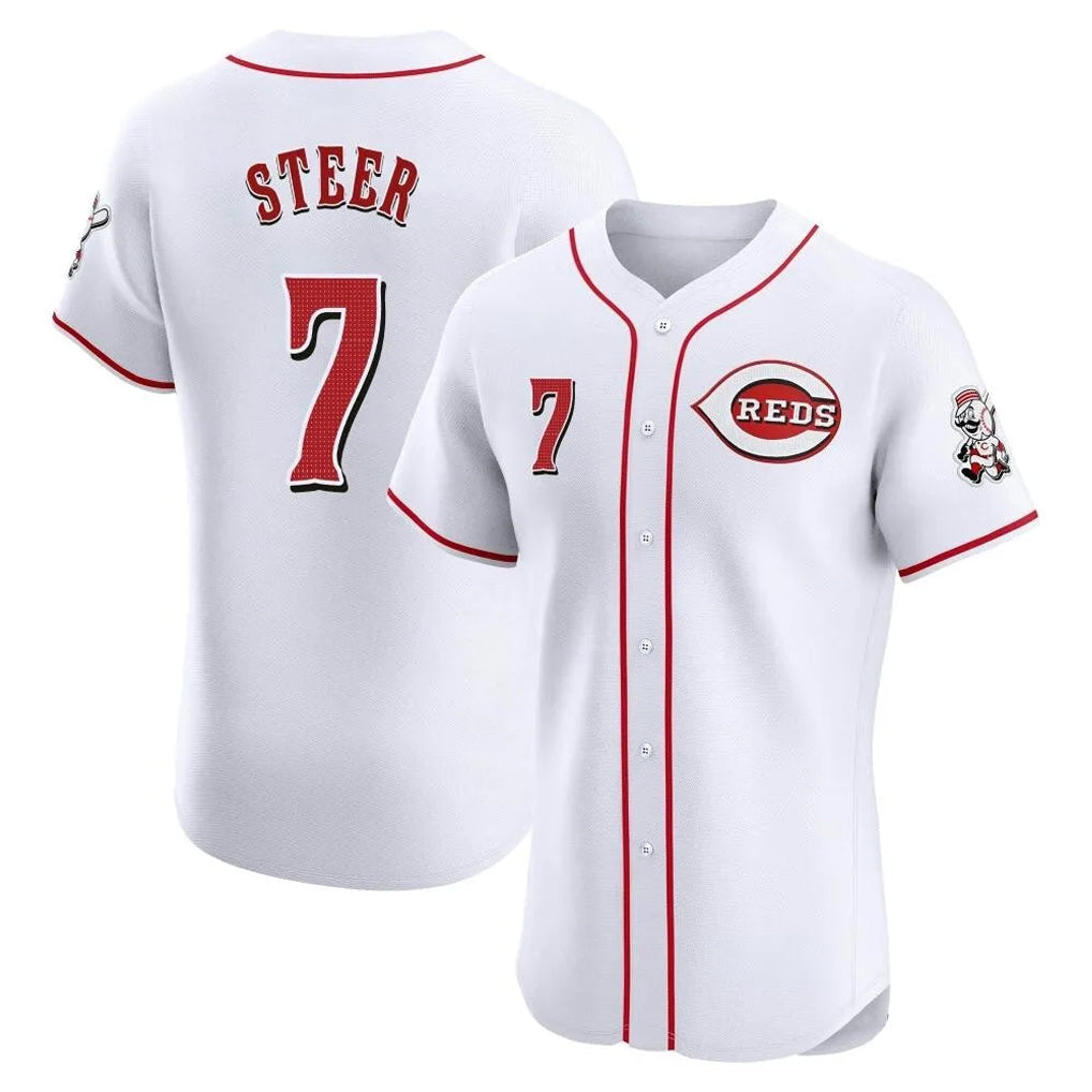BIPIHUC C.Reds #7 Spencer Steer Player White Limited Elite Home Stitched Jerseys