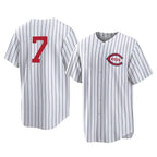 BIPIHUC C.Reds #7 Spencer Steer Player White Stripe Field of Dreams Game Home Stitched Jerseys