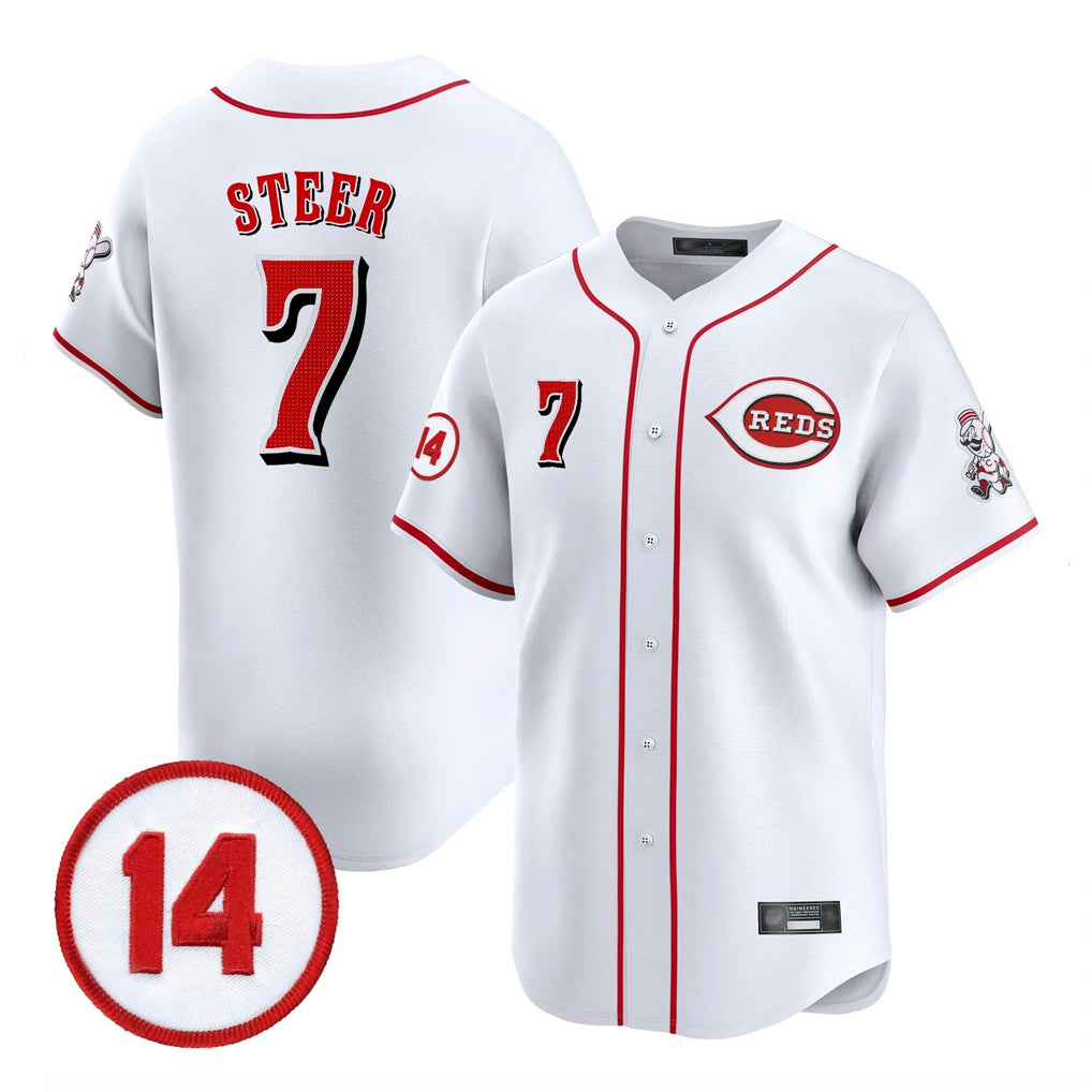 BIPIHUC C.Reds #7 Spencer Steer Player White Vapor Premier Limited Home Stitched Jerseys