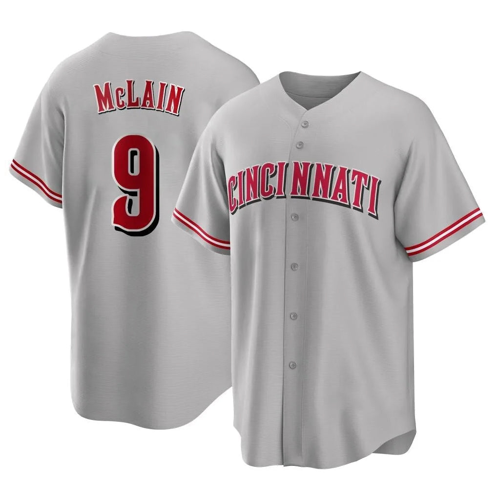 BIPIHUC C.Reds #9 Matt McLain Player Gray Home Game Stitched Jerseys