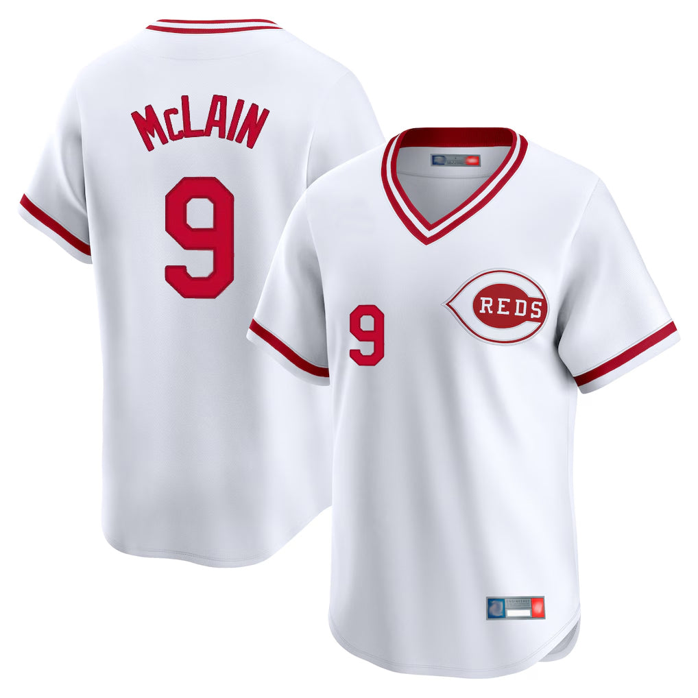 BIPIHUC C.Reds #9 Matt McLain Player White Cooperstown Collection Limited T-shirt Home Stitched Jerseys