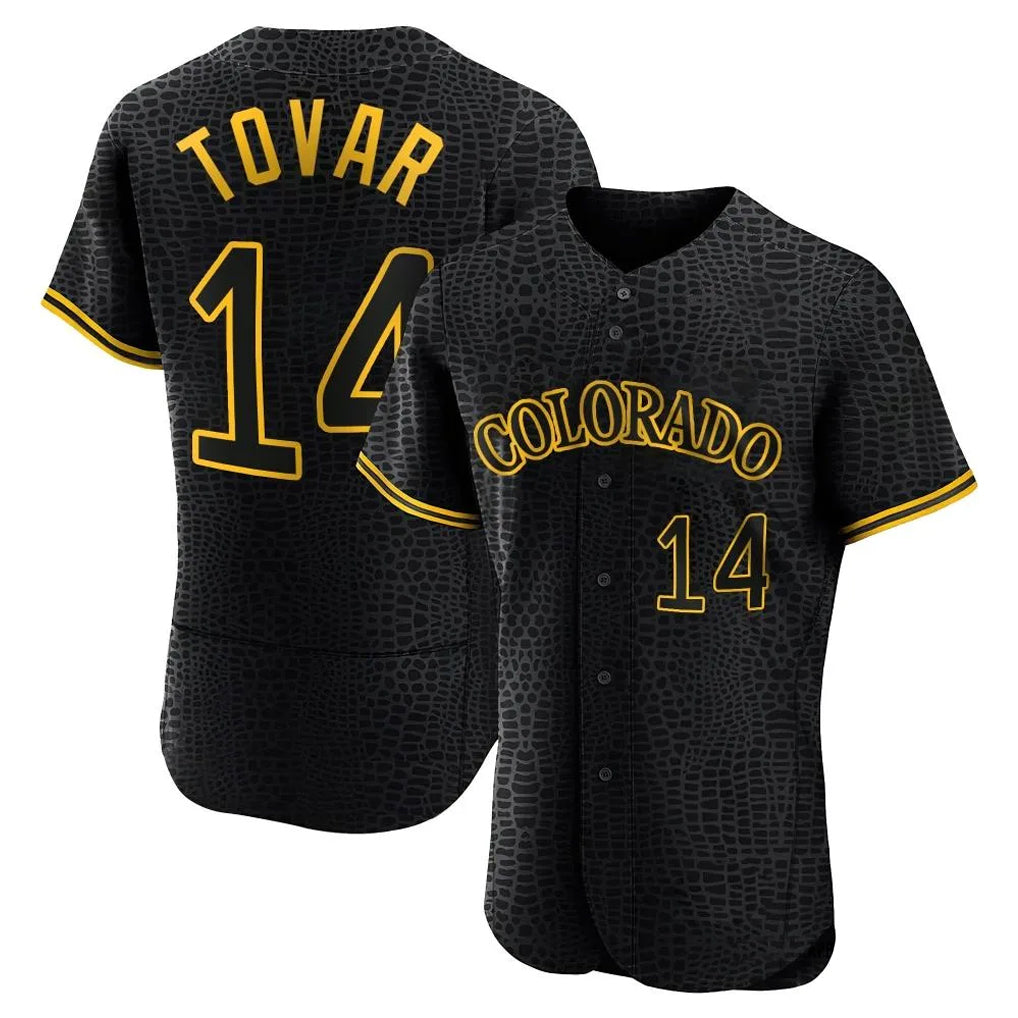 BIPIHUC C.Rockies #14 Ezequiel Tovar Player Black Snake Skin City Limited Elite Home Stitched Jerseys