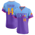 BIPIHUC C.Rockies #14 Ezequiel Tovar Player Purple-Light Blue City Connect Limited Elite Home T-shirt Stitched Jerseys
