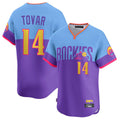 BIPIHUC C.Rockies #14 Ezequiel Tovar Player Purple-Light Blue City Connect Limited Home T-shirt Stitched Jerseys
