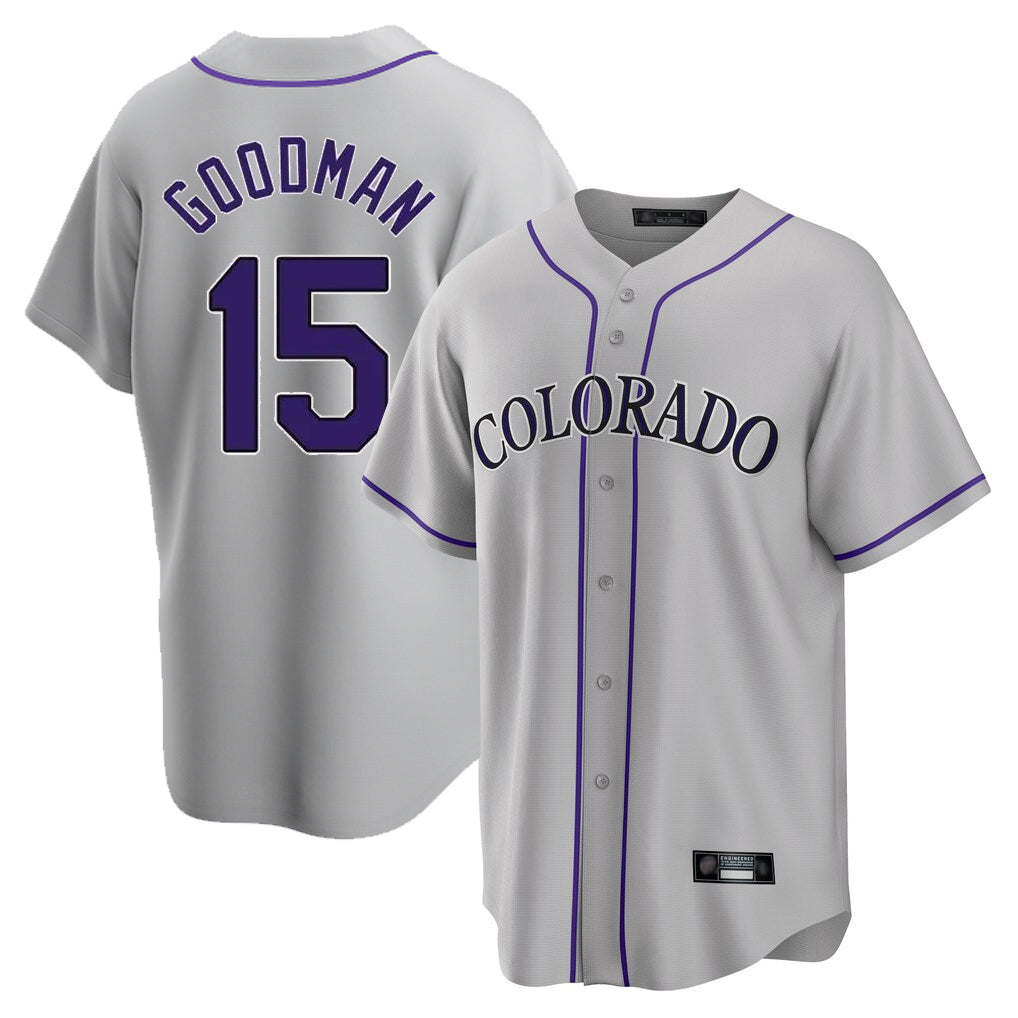 BIPIHUC C.Rockies #15 Hunter Goodman Player Gray Game Home Stitched Jerseys