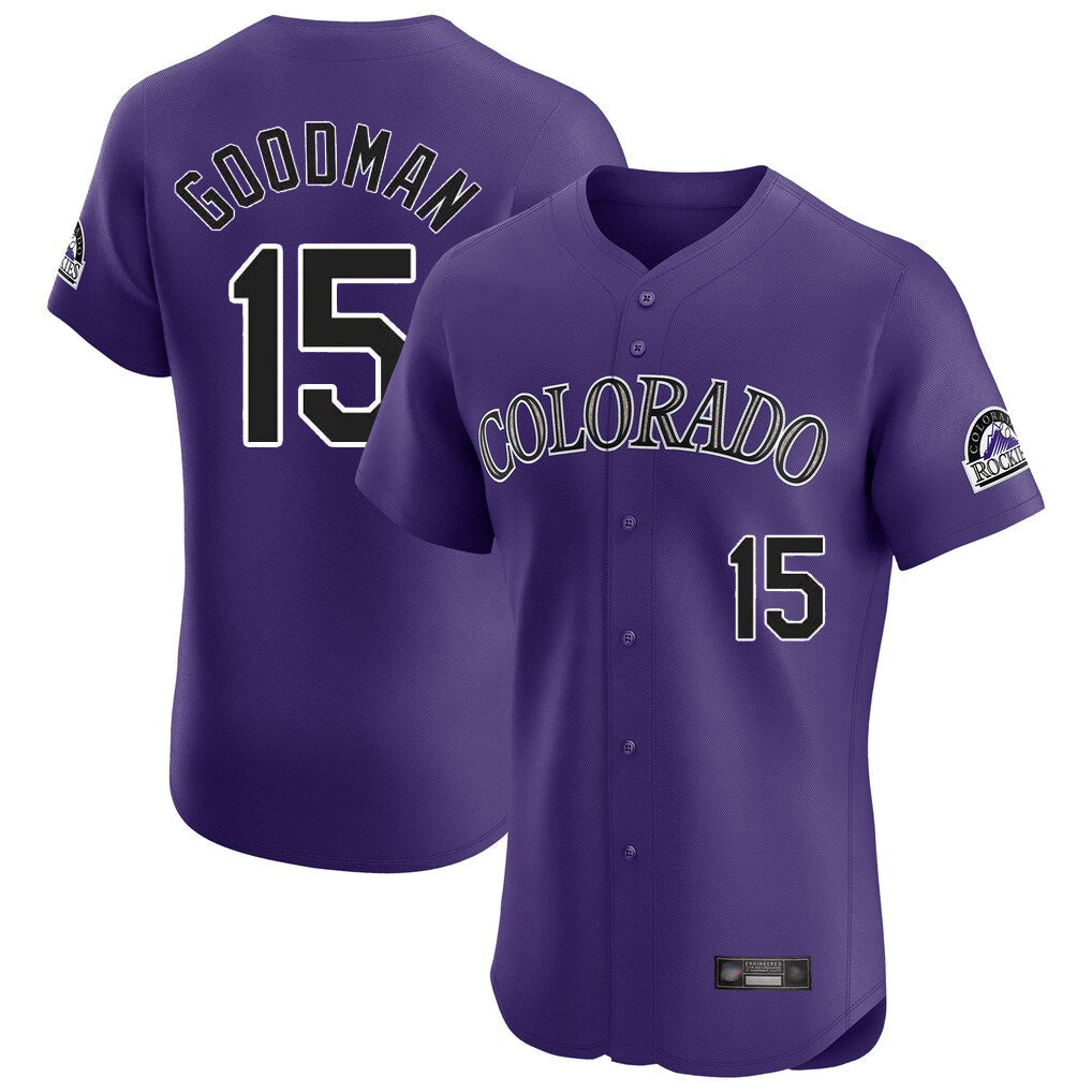 BIPIHUC C.Rockies #15 Hunter Goodman Player Purple Limited Elite Home Stitched Jerseys