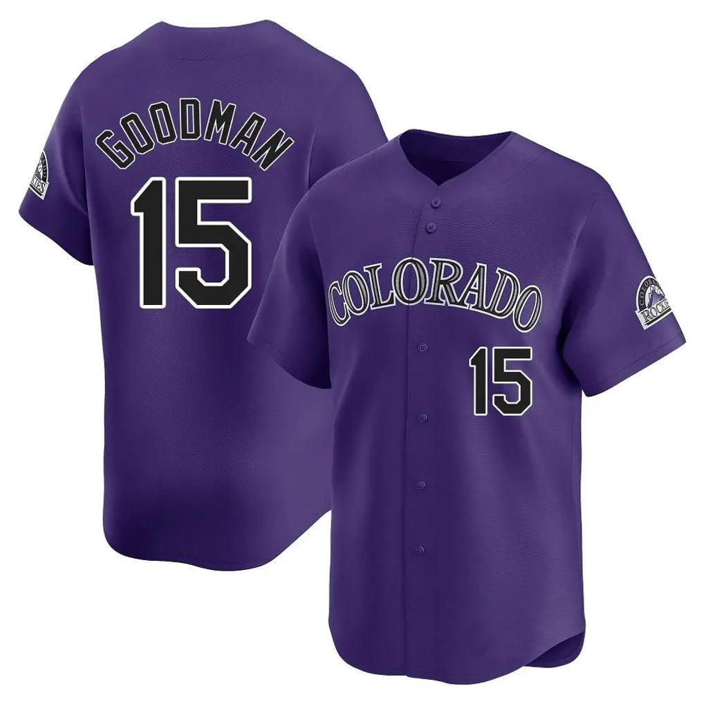 BIPIHUC C.Rockies #15 Hunter Goodman Player Purple Limited Home Stitched Jerseys