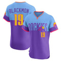 BIPIHUC C.Rockies #19 Charlie Blackmon Player Purple-Light Blue City Connect Limited Elite Home T-shirt Stitched Jerseys