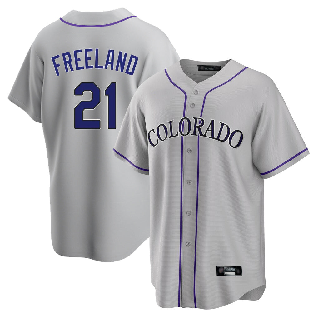 BIPIHUC C.Rockies #21 Kyle Freeland Player Gray Game Home Stitched Jerseys