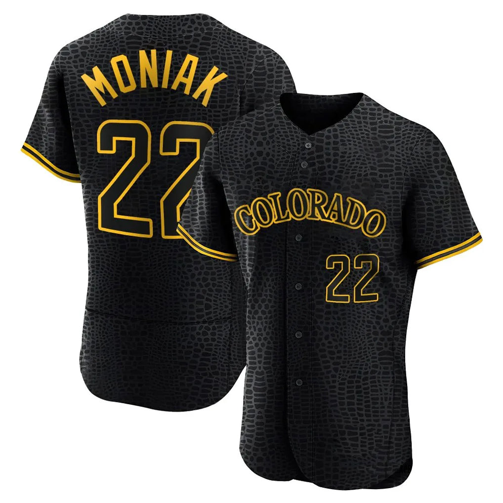 BIPIHUC C.Rockies #22 Mickey Moniak Player Black Snake Skin City Limited Elite Home Stitched Jerseys