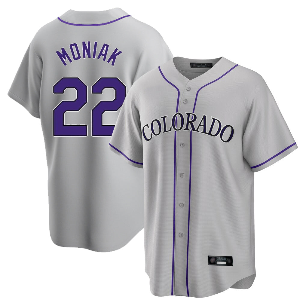 BIPIHUC C.Rockies #22 Mickey Moniak Player Gray Game Home Stitched Jerseys