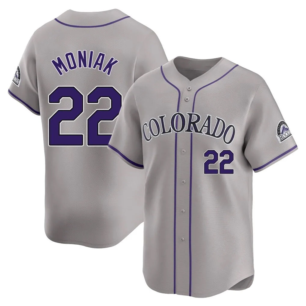 BIPIHUC C.Rockies #22 Mickey Moniak Player Gray Limited Home Stitched Jerseys