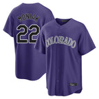 BIPIHUC C.Rockies #22 Mickey Moniak Player Purple Game Home Stitched Jerseys