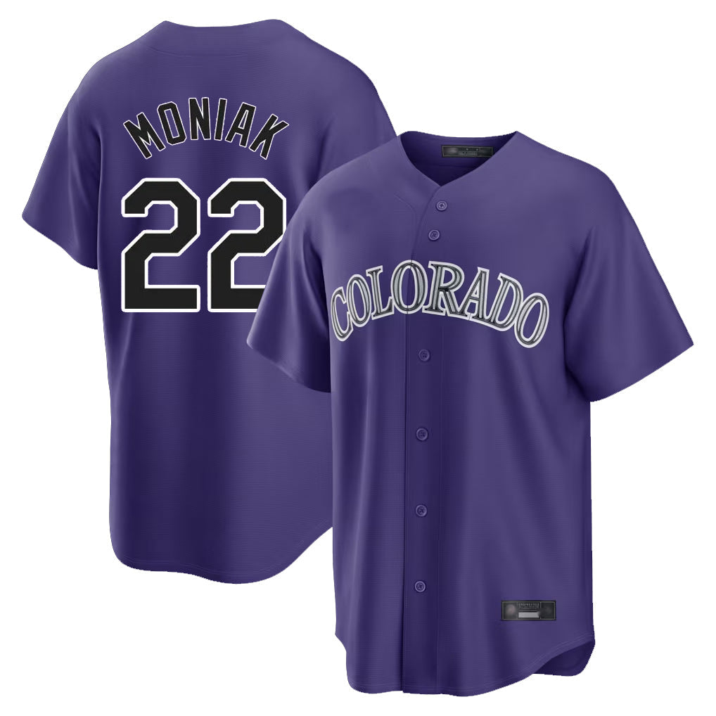 BIPIHUC C.Rockies #22 Mickey Moniak Player Purple Game Home Stitched Jerseys