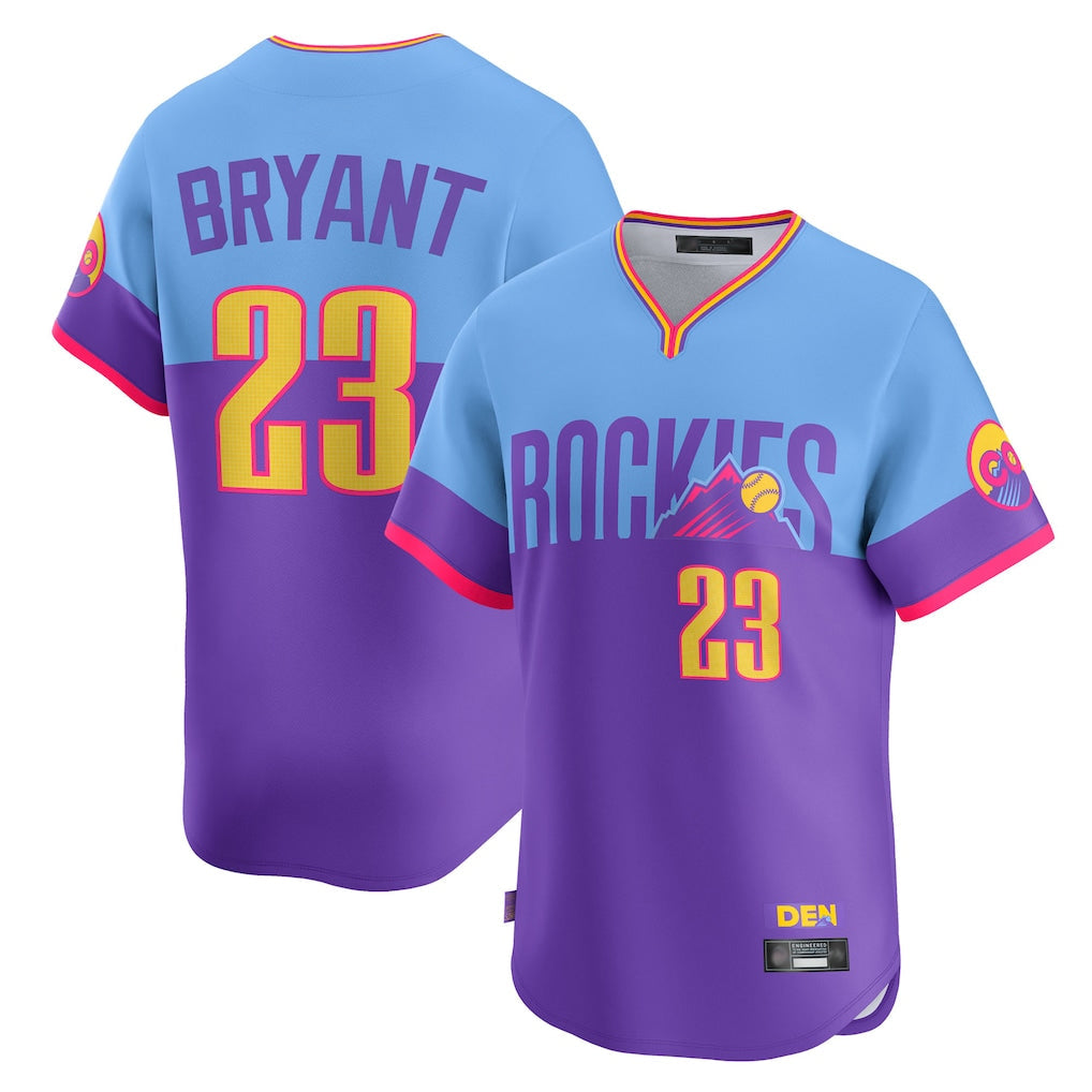 BIPIHUC C.Rockies #23 Kris Bryant Player Purple-Light Blue City Connect Limited Home T-shirt Stitched Jerseys