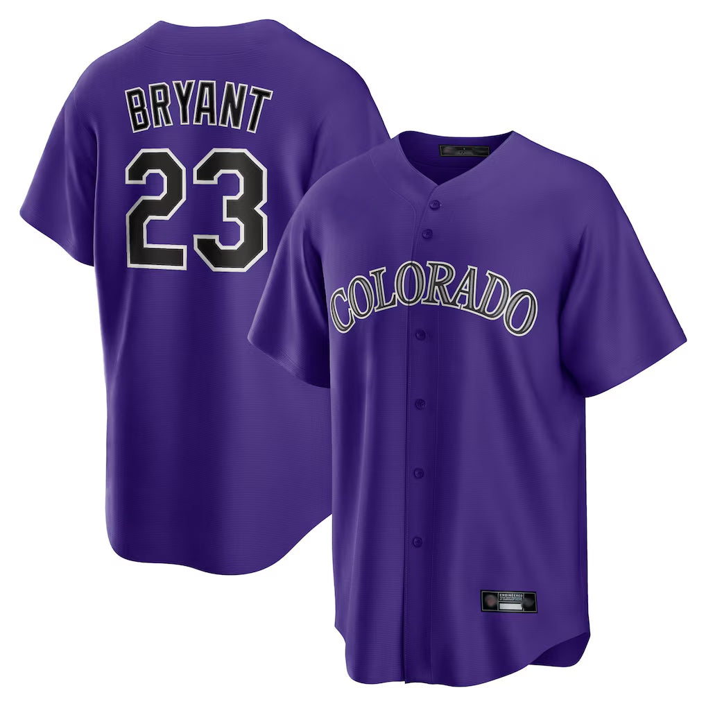 BIPIHUC C.Rockies #23 Kris Bryant Player Purple Game Home Stitched Jerseys