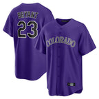 BIPIHUC C.Rockies #23 Kris Bryant Player Purple Game Home Stitched Jerseys