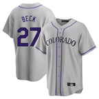 BIPIHUC C.Rockies #27 Jordan Beck Player Gray Game Home Stitched Jerseys