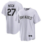 BIPIHUC C.Rockies #27 Jordan Beck Player White Game Home Stitched Jerseys