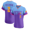 BIPIHUC C.Rockies #2 Tyler Freeman Player Purple-Light Blue City Connect Limited Elite Home T-shirt Stitched Jerseys