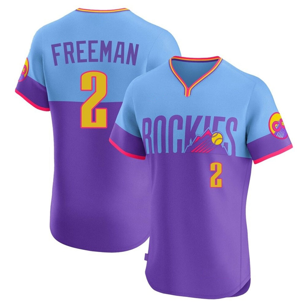 BIPIHUC C.Rockies #2 Tyler Freeman Player Purple-Light Blue City Connect Limited Elite Home T-shirt Stitched Jerseys