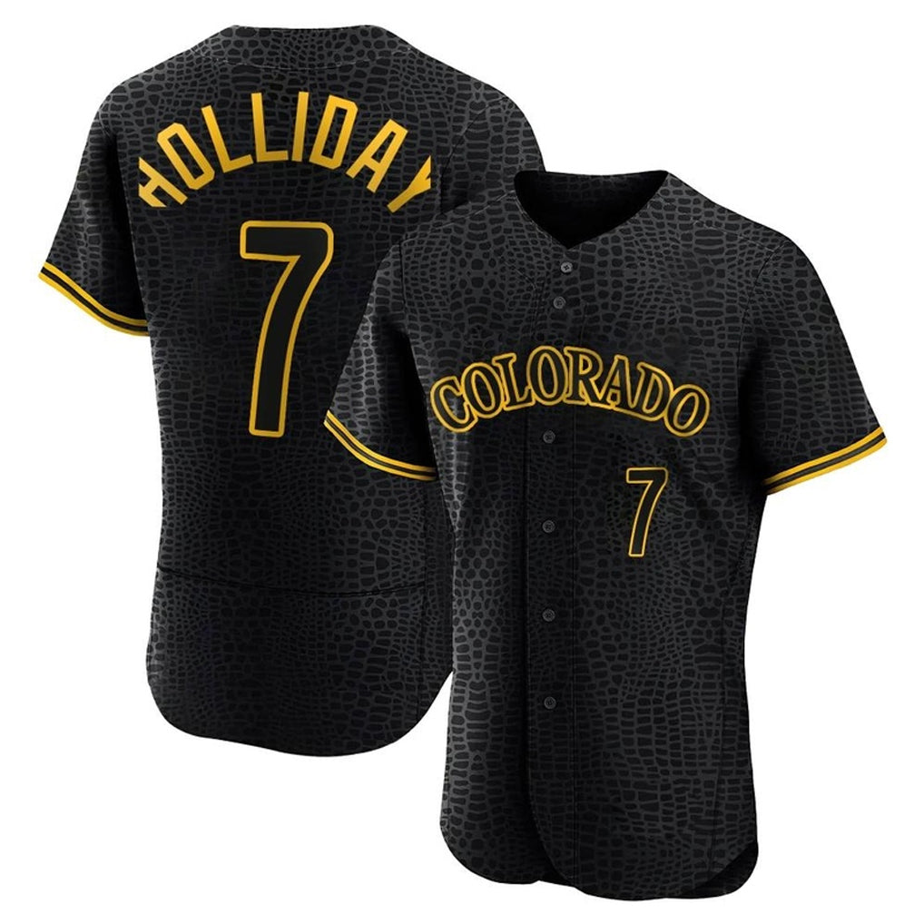 BIPIHUC C.Rockies #7 Matt Holliday Player Black Snake Skin City Limited Elite Home Stitched Jerseys