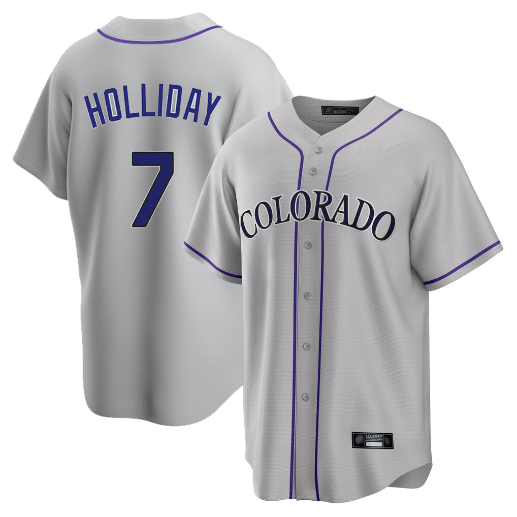 BIPIHUC C.Rockies #7 Matt Holliday Player Gray Game Home Stitched Jerseys