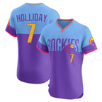 BIPIHUC C.Rockies #7 Matt Holliday Player Purple-Light Blue City Connect Limited Elite Home T-shirt Stitched Jerseys