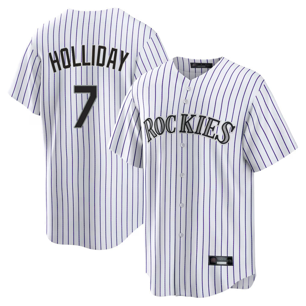 BIPIHUC C.Rockies #7 Matt Holliday Player White Game Home Stitched Jerseys