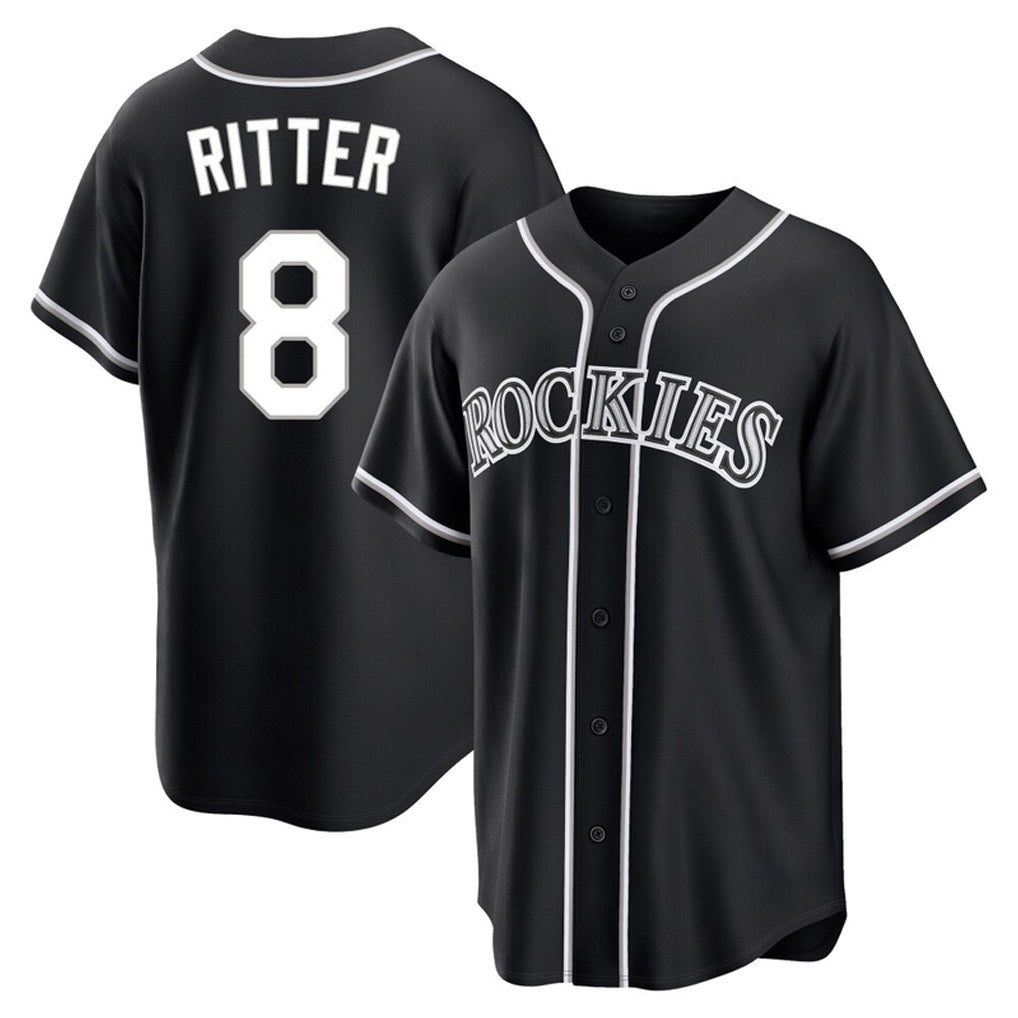 BIPIHUC C.Rockies #8 Ryan Ritter Player Black Fashion Out Home Game Stitched Jerseys