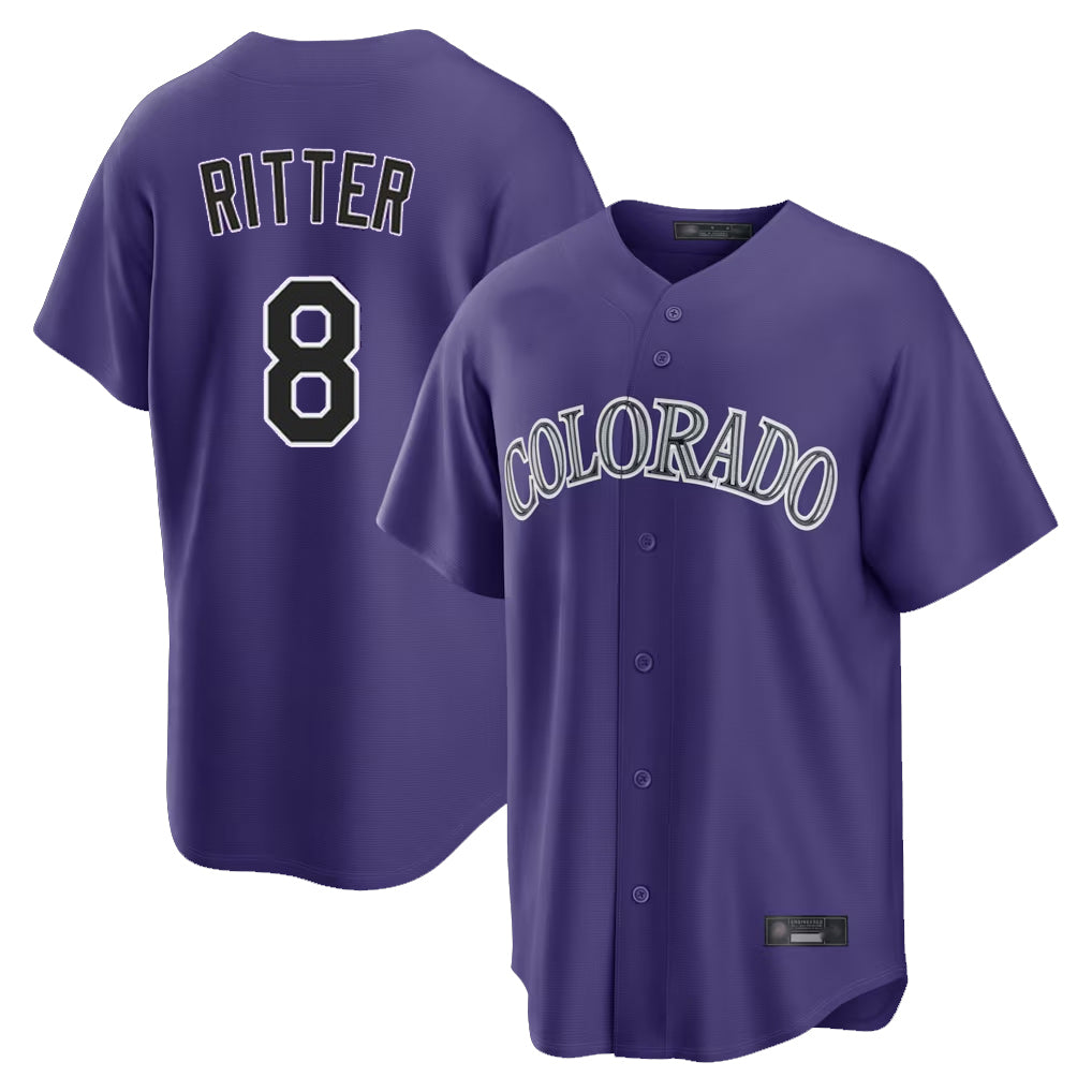 BIPIHUC C.Rockies #8 Ryan Ritter Player Purple Game Home Stitched Jerseys