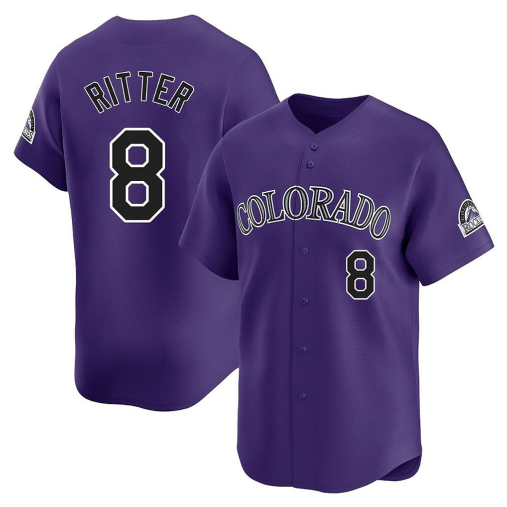 BIPIHUC C.Rockies #8 Ryan Ritter Player Purple Limited Home Stitched Jerseys