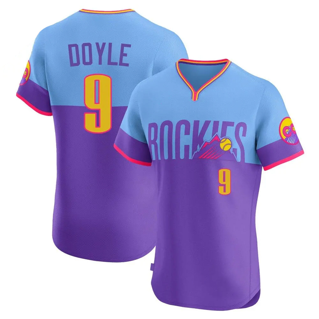 BIPIHUC C.Rockies #9 Brenton Doyle Player Purple-Light Blue City Connect Limited Elite Home T-shirt Stitched Jerseys