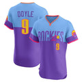 BIPIHUC C.Rockies #9 Brenton Doyle Player Purple-Light Blue City Connect Limited Elite Home T-shirt Stitched Jerseys