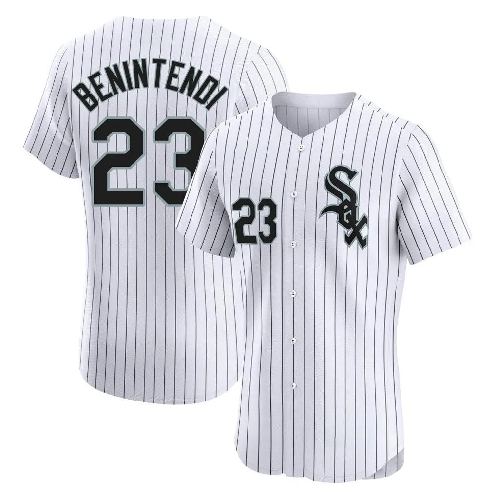 BIPIHUC C.White Sox #23 Andrew Benintendi Player White Stripe Limited Elite Home Stitched Jerseys