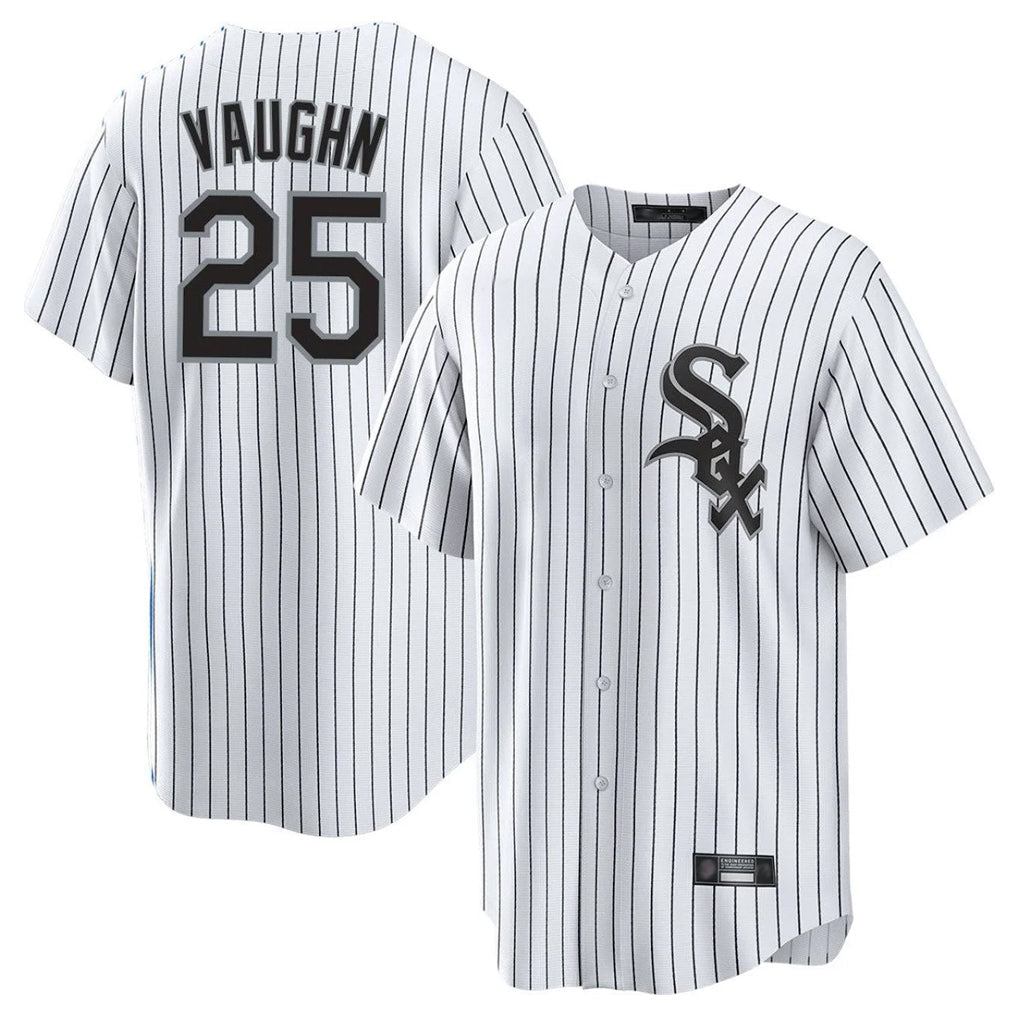 BIPIHUC C.White Sox #25 Andrew Vaughn Player White Stripe Home Game Stitched Jerseys