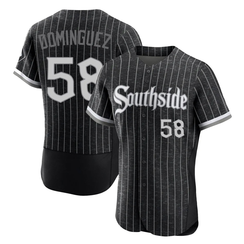 BIPIHUC C.White Sox #58 Seranthony Dom¡§anguez Player Black City Connect Limited Elite Home Stitched Jerseys