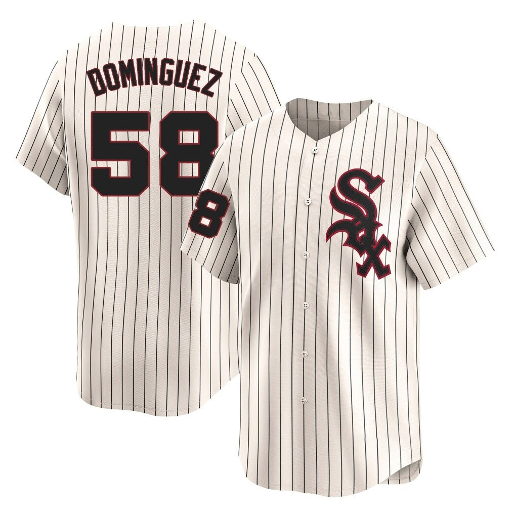 BIPIHUC C.White Sox #58 Seranthony Dom¡§anguez Player Cream Cooperstown Collection Limited Home Stitched Jerseys