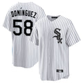 BIPIHUC C.White Sox #58 Seranthony Dom¡§anguez Player White Stripe Home Game Stitched Jerseys