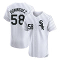 BIPIHUC C.White Sox #58 Seranthony Dom¡§anguez Player White Stripe Limited Elite Home Stitched Jerseys