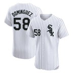BIPIHUC C.White Sox #58 Seranthony Dom¡§anguez Player White Stripe Limited Elite Home Stitched Jerseys