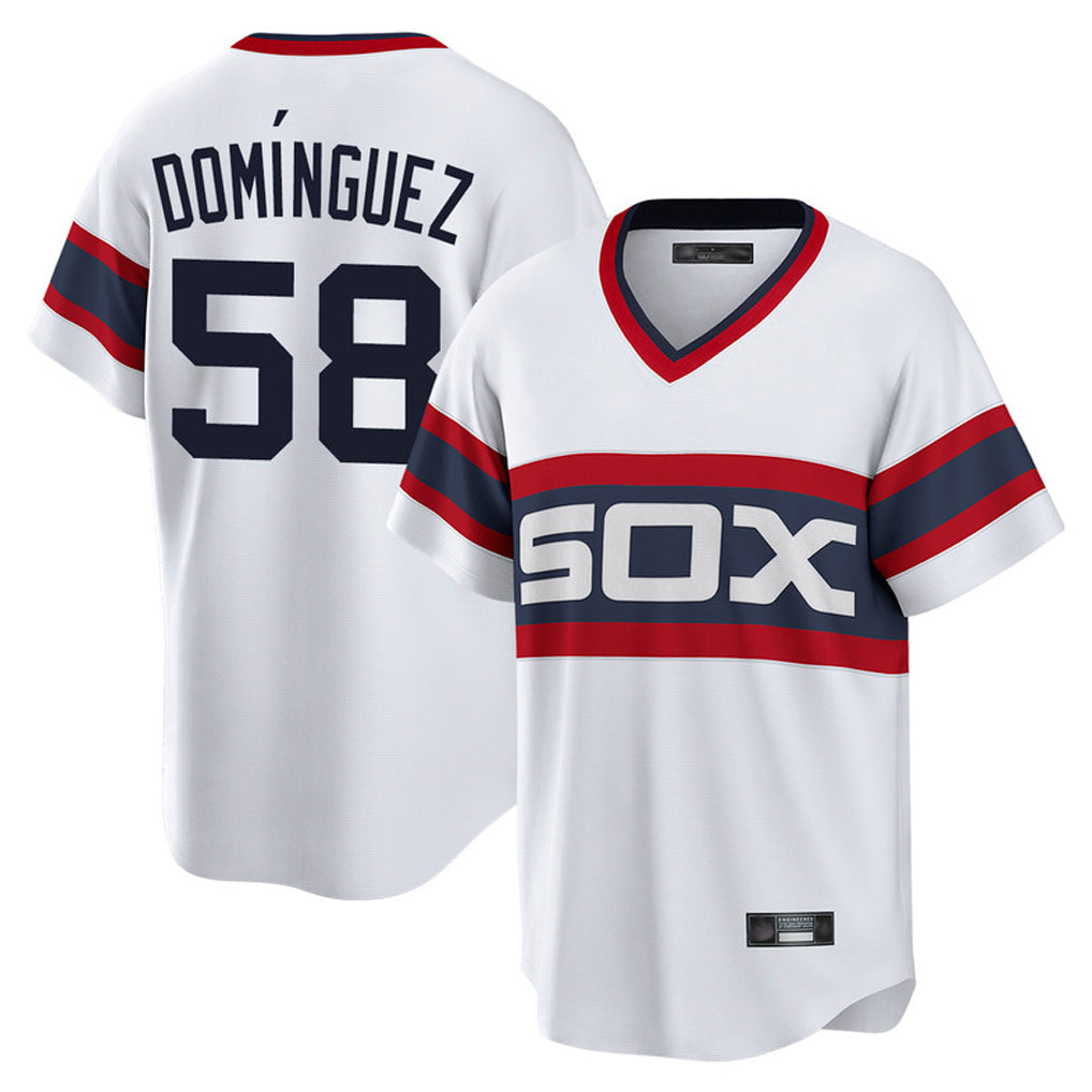 BIPIHUC C.White Sox #58 Seranthony Dom¡§anguez Player White T-shirt Home Game Stitched Jerseys