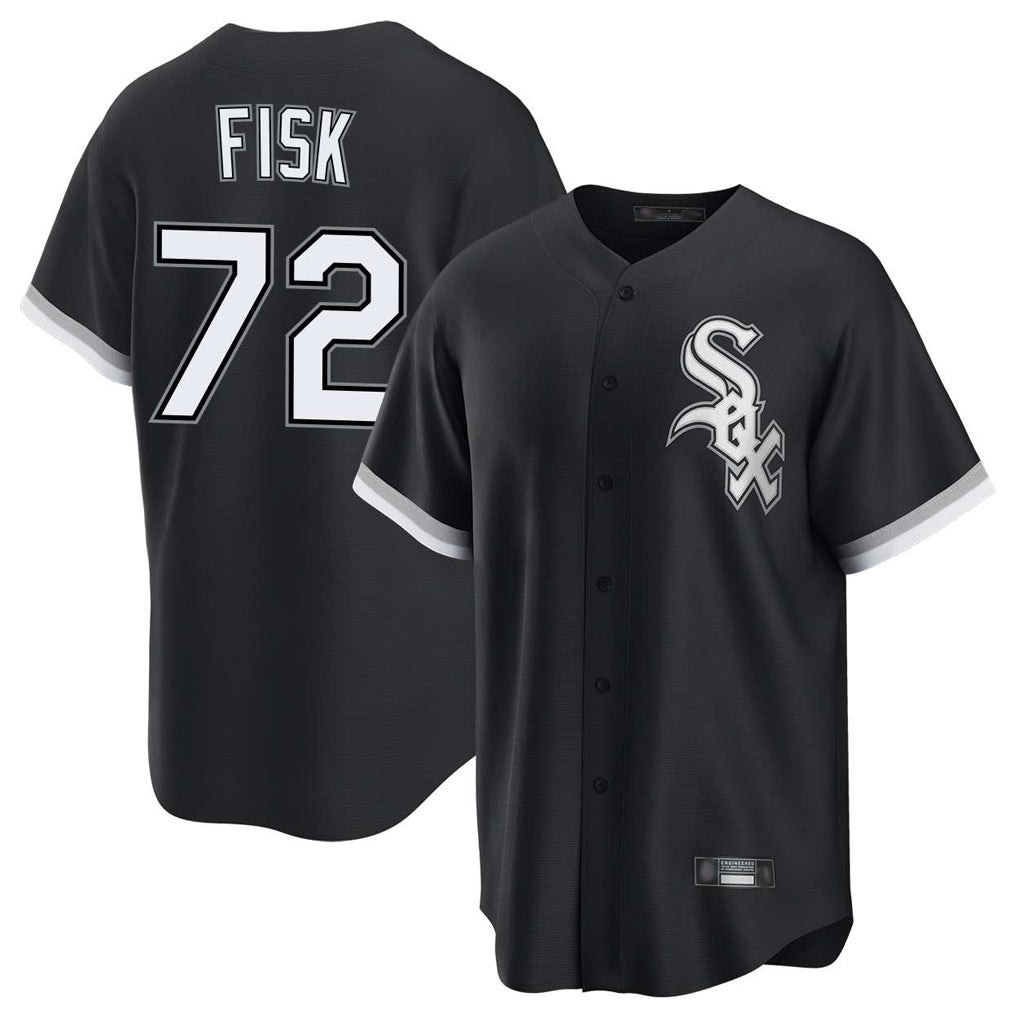 BIPIHUC C.White Sox #72 Carlton Fisk Player Black Home Game Stitched Jerseys