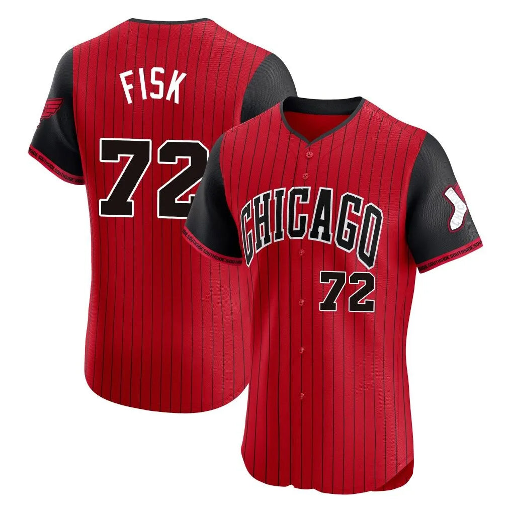 BIPIHUC C.White Sox #72 Carlton Fisk Player Red City Connect Limited Elite Home Stitched Jerseys