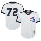 BIPIHUC C.White Sox #72 Carlton Fisk Player White Mitchell & Ness Cooperstown Collection Mesh Game Stitched Jerseys