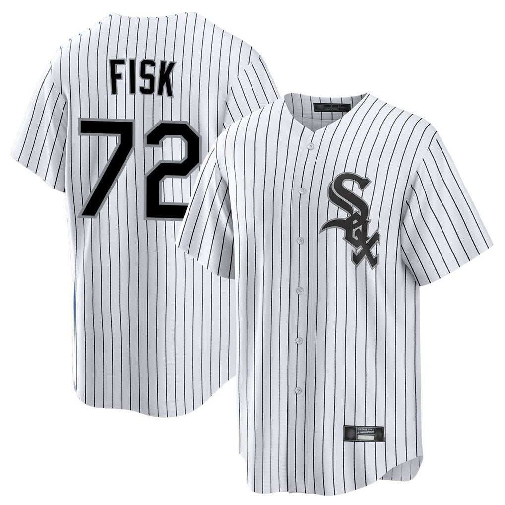 BIPIHUC C.White Sox #72 Carlton Fisk Player White Stripe Home Game Stitched Jerseys