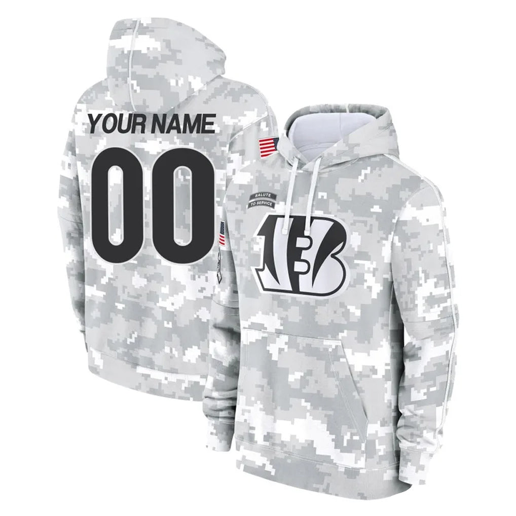 BIPIHUC Custom C.Bengals Arctic Camo Salute to Service Pullover Hoodie Limited Any Name & Numbers Stitched Jerseys