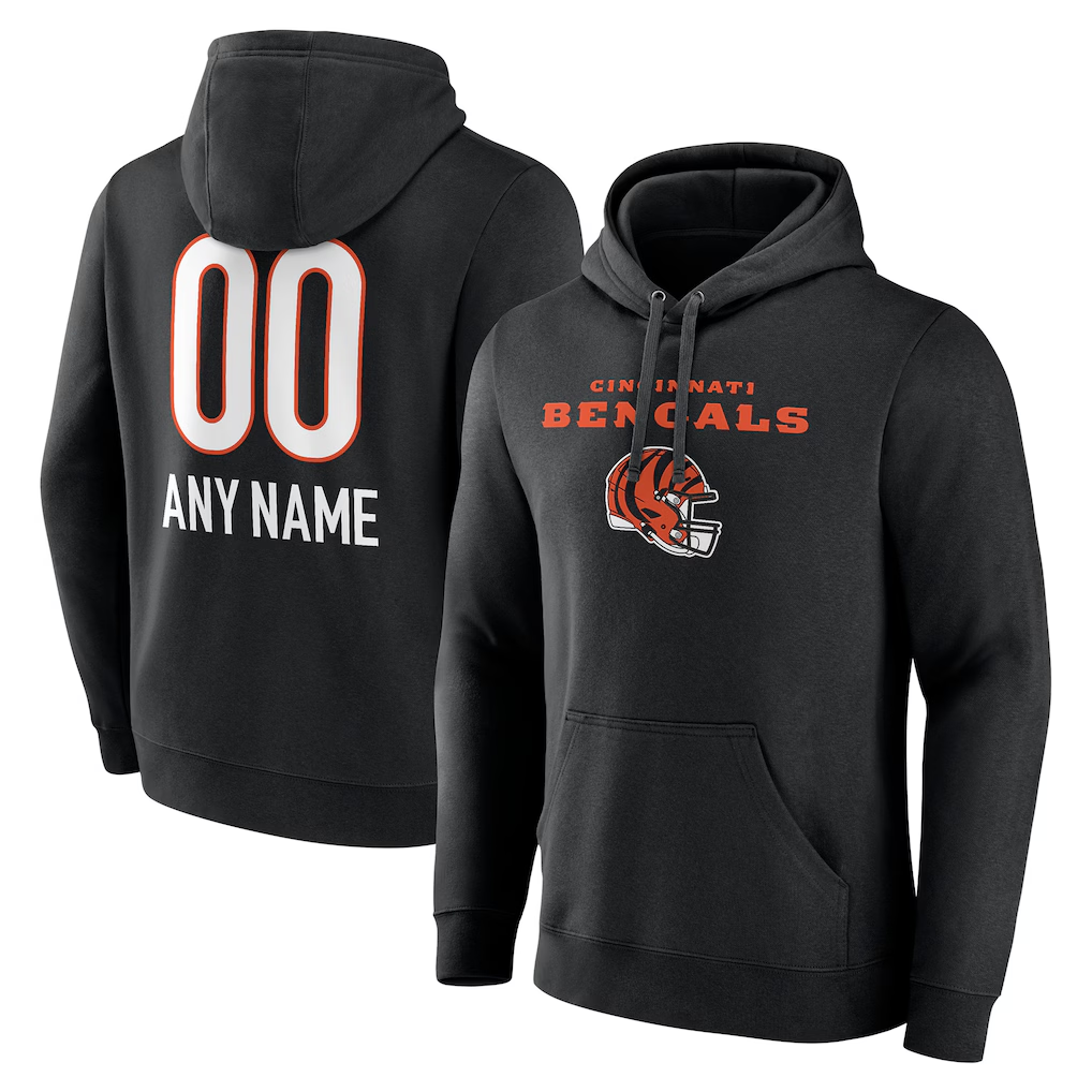 BIPIHUC Custom C.Bengals Black Personalized Name & Number Team Wordmark Pullover Hoodie Stitched Jerseys
