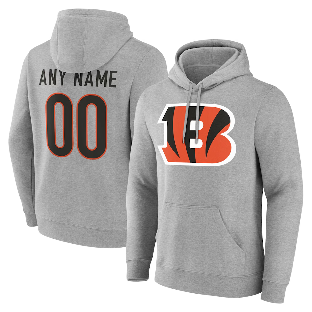 BIPIHUC Custom C.Bengals Gray Team Authentic Personalized Name & Number Hoodie Stitched Jerseys